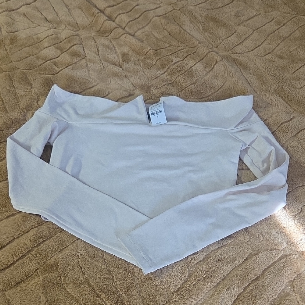 Express Cream Off-Shoulder Crop Top